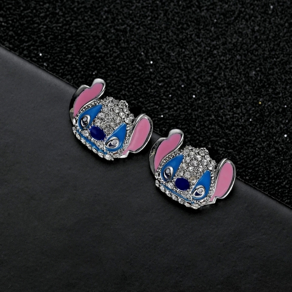 Cute Stitch Crystal Stud Small Earrings